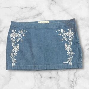 Abercrombie & Fitch Women’s Blue Striped Embroidered Denim Mini Skirt 10/30